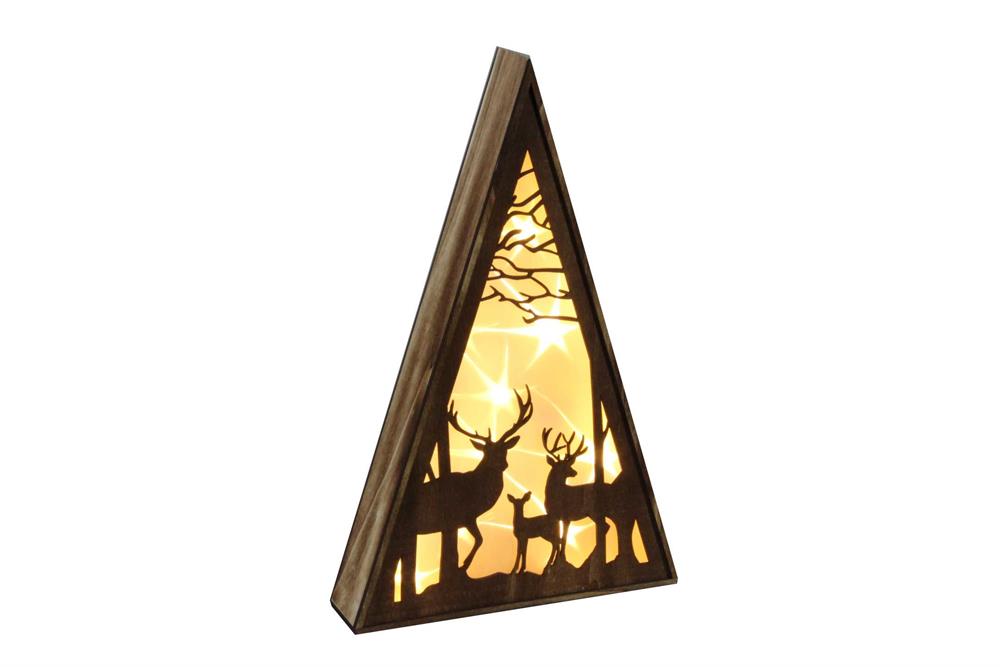 LED Holz-Pyramide mit 10 LED
Holz braun, angefeuert
H:39cm
