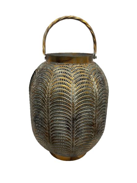 Laterne Metall Antik 
mit Glaseinsatz 
Farbe: antik Gold