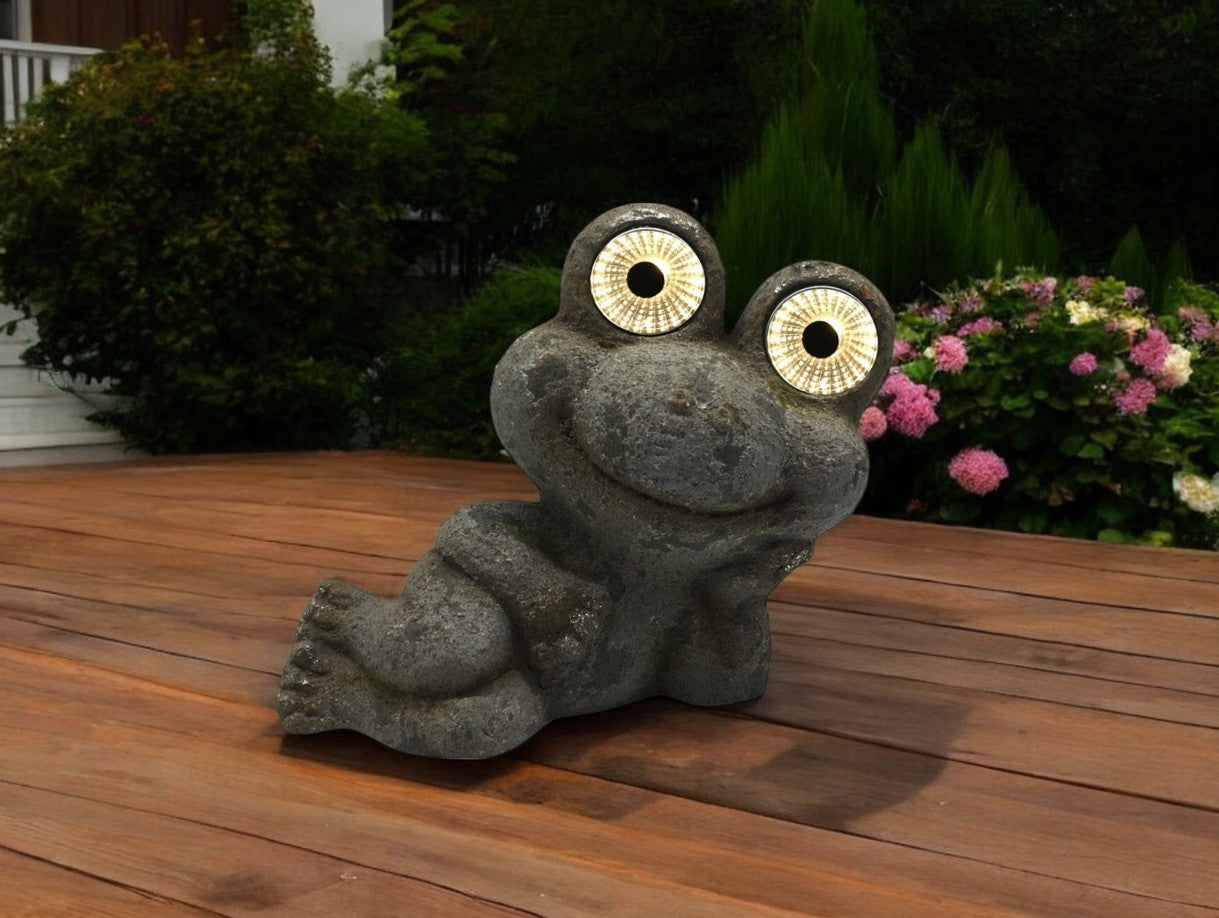LED Solar Frosch liegend H:16cm
mit 2 LED
Farbe: Grau
L:19.5cm B:10.5cm H:16cm