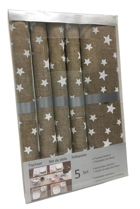 Tischset 5-teilig -
4 Tischsets plus 1 Tischläufer - beige