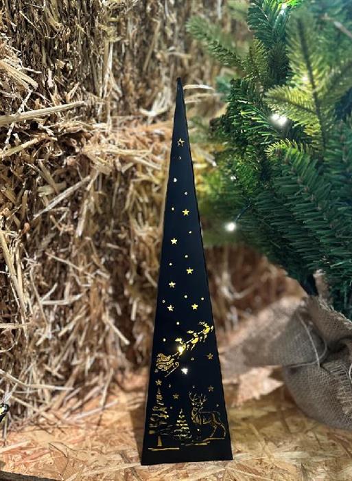 LED Pyramide Forest aus Metall mit 30 LED Motiv: Hirsche Wald H50cm