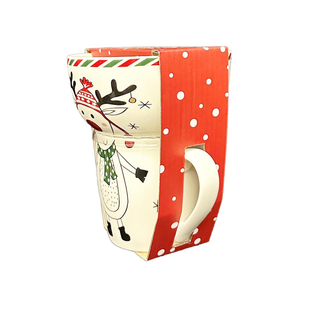 Tasse und Schüssel 2er Set Xmas weiss Motiv Elch