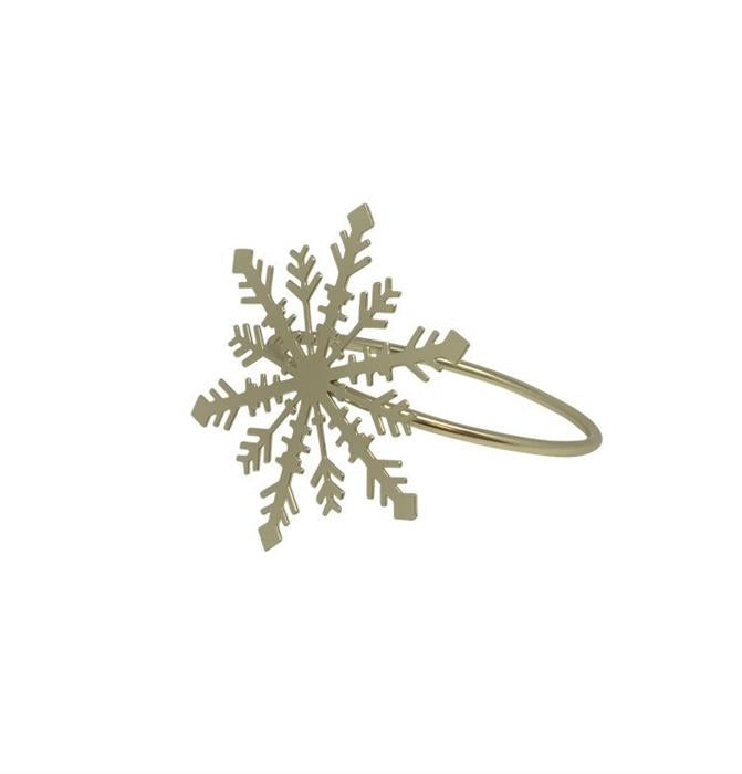Rond de serviette lot de 4 flocons de neige
 or antique taille 55-60mm acier inoxydable