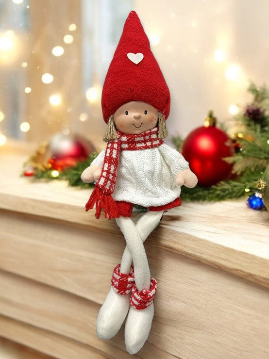 Deko Figur Junge weiss rot Kantenhocker H52cm