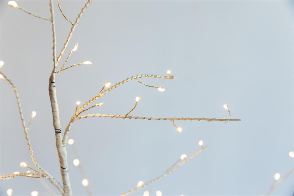 LED Birken Baum Outdoor H:120cm
mit 192 LED Microlight umringt
Warm weisses Licht