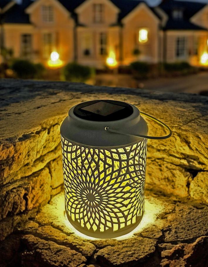 LED Solar Laterne in Gelb D12.5cm x H17.5cm