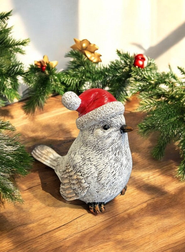 Deko Vogel mit roter XMAS Mütze