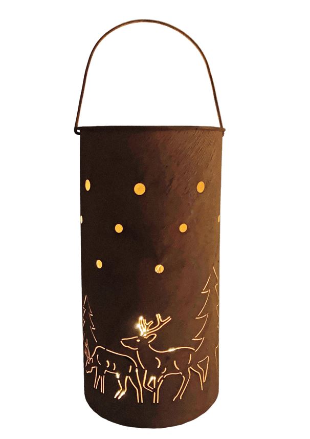 Laterne aus Metall
mit Rostfinish H36cm