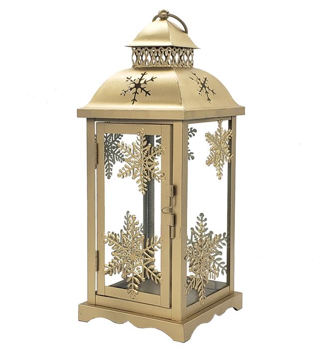 Lanterne en métal H:46cm
avec insert en verre
Couleur or
L:18 cm l:18 cm H:46 cm