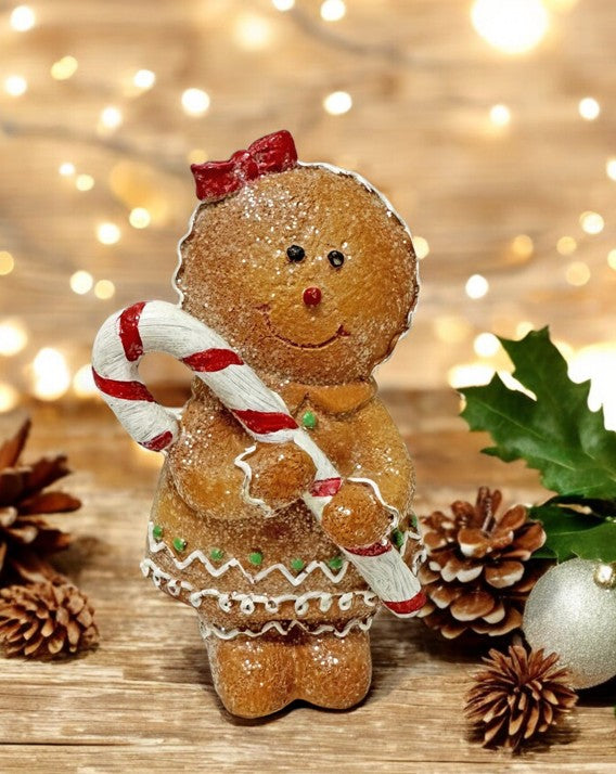 Deko Lebkuchen mit Zuckerstange aus Polyresin