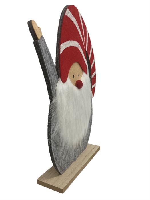 Décoration Père Noël
sur un socle en bois pour se poser
Couleur: rouge/blanc