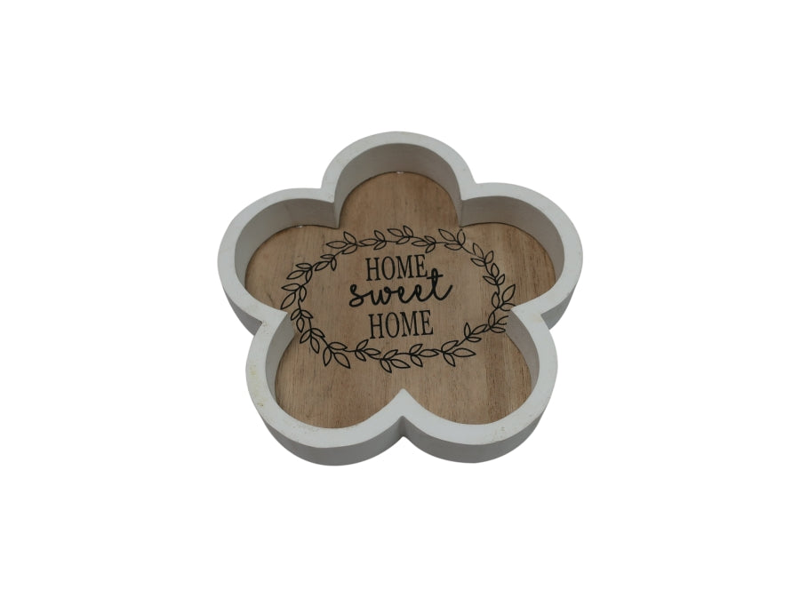 Tablett aus Holz Blumenförmig D:16cm
Farbe: Braun/Weiss
D:16cm H:2.5cm
