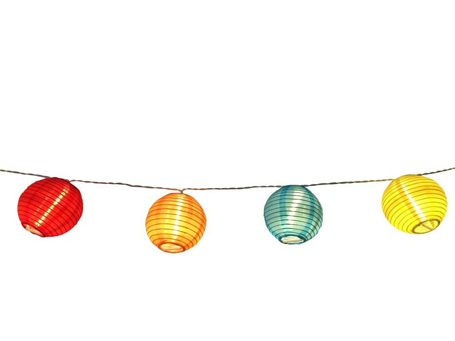 LED Solar Lichterkette mit farbigen
Nylon Balls,
D: 7cm mit 10 LED