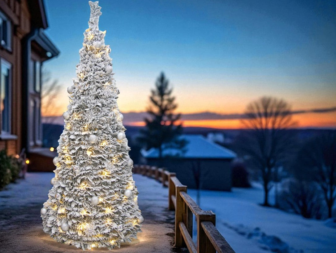 LED künstlicher Tannenbaum Schnee Pop-up-tree Höhe180cm mit 150 LED D:71cm