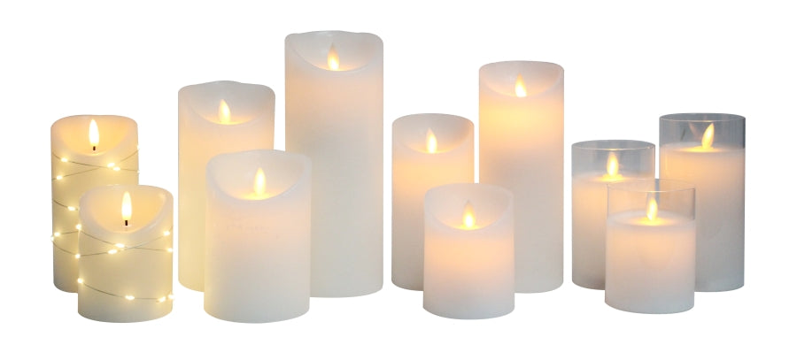 Candela di cera LED crema/argento
P: 8 cm A: 15 cm