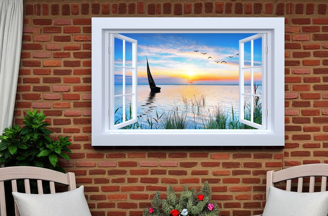 LED Bild aus Canvas
offenes Fenster auf See
mit 1 LED