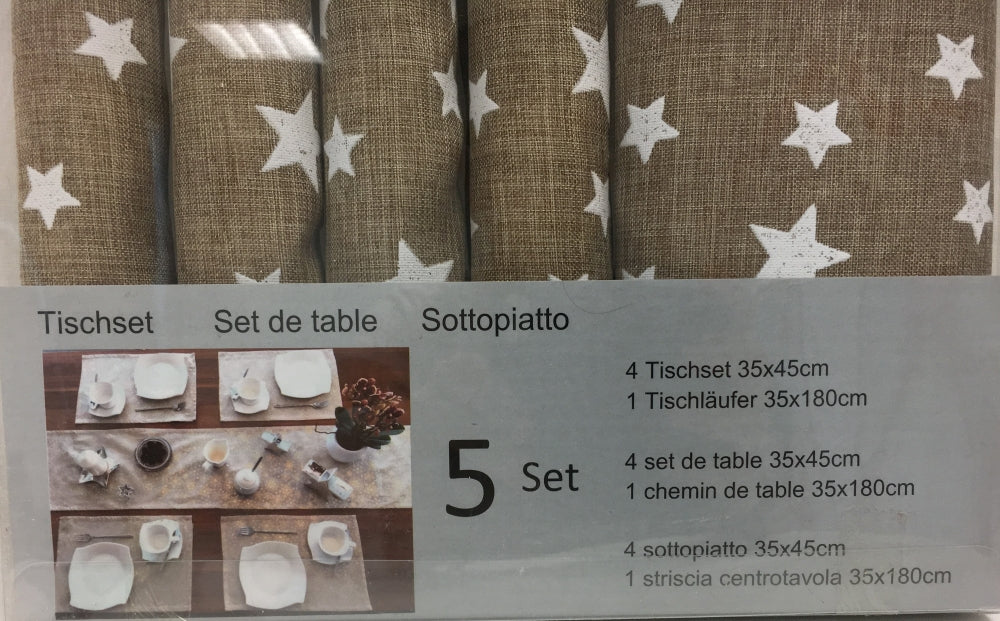 Tischset 5-teilig -
4 Tischsets plus 1 Tischläufer - beige