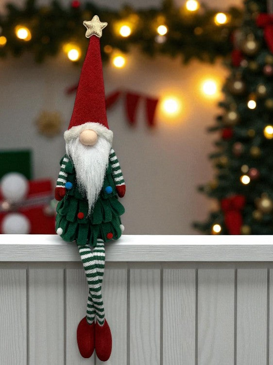 Deko Wichtel Santa Kantenhocker grün rot 75cm