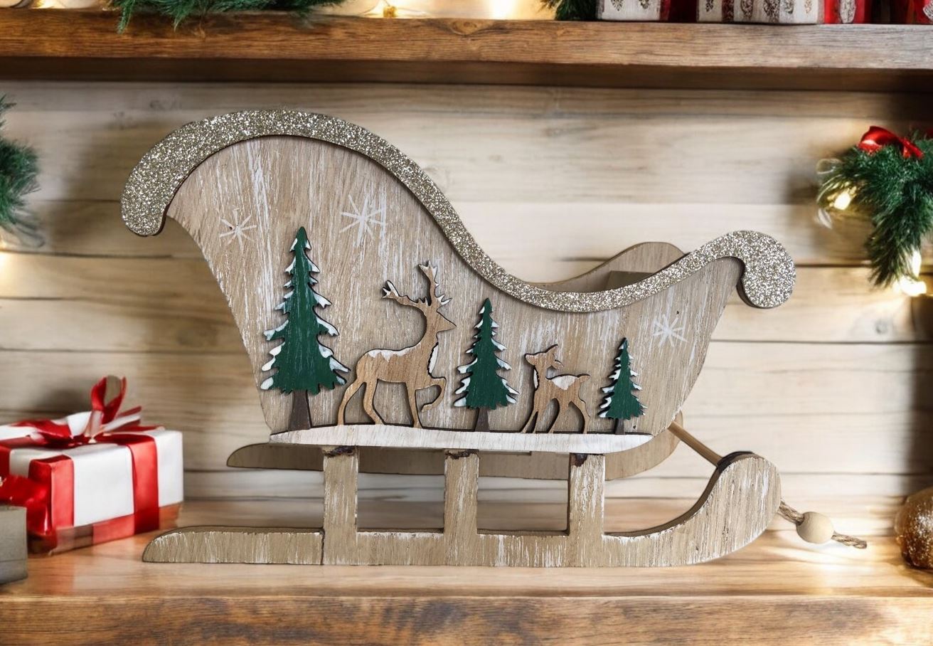 Deko Schlitten aus Holz
L:10cm B:23.5cm H: 14.5cm
