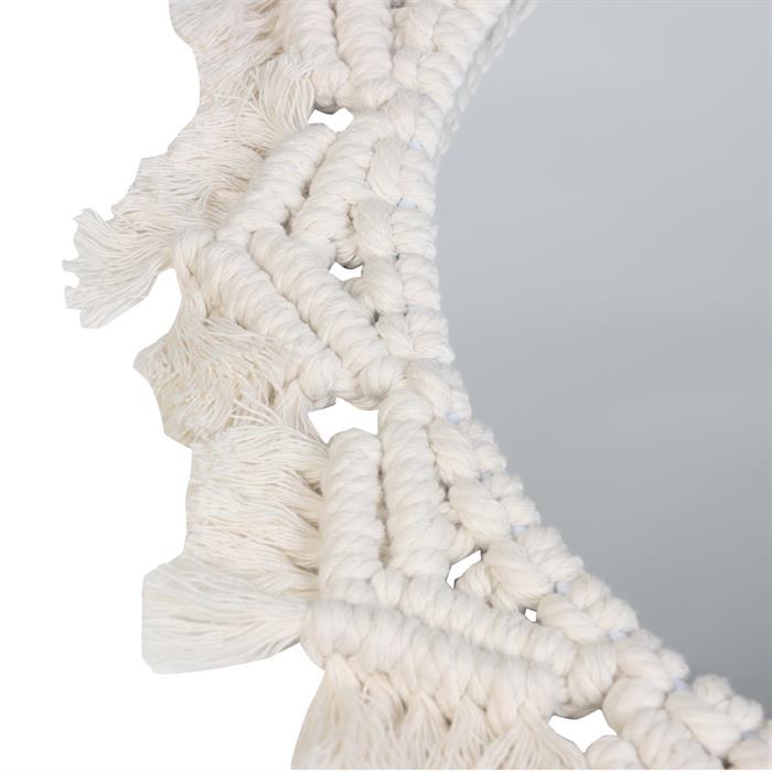 Specchio da parete sun con bordo in corda di cotone