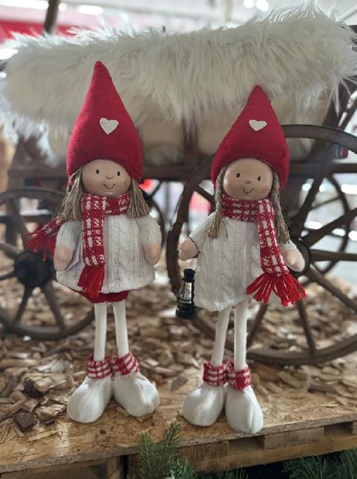 Deko Figur Mädchen weiss rot mit Laterne in der Hand H40cm