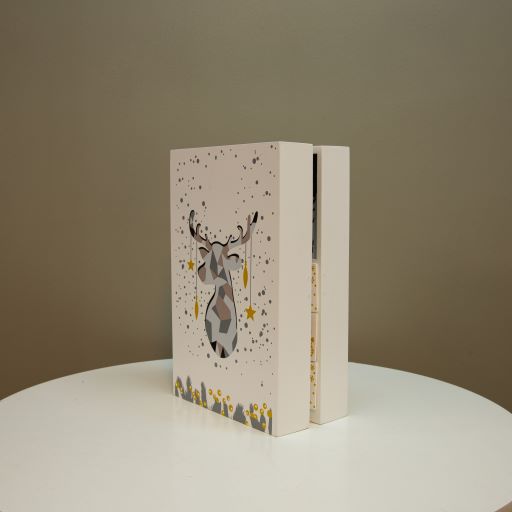 LED Adventskalender aus Holz 
befüllbar weiss mit 8 LED 
aufklappbar