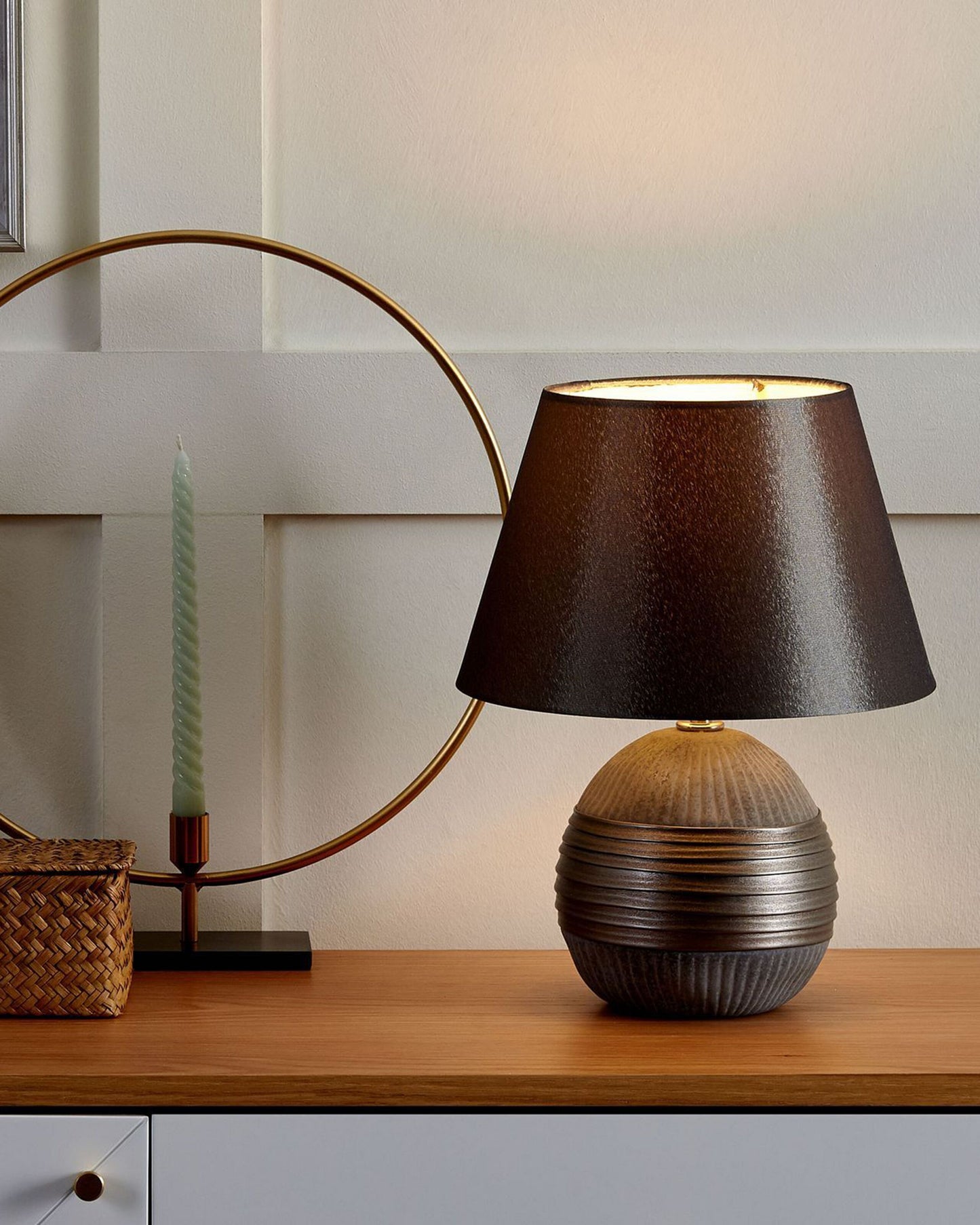 Tischleuchte SADO Porzellan Grau