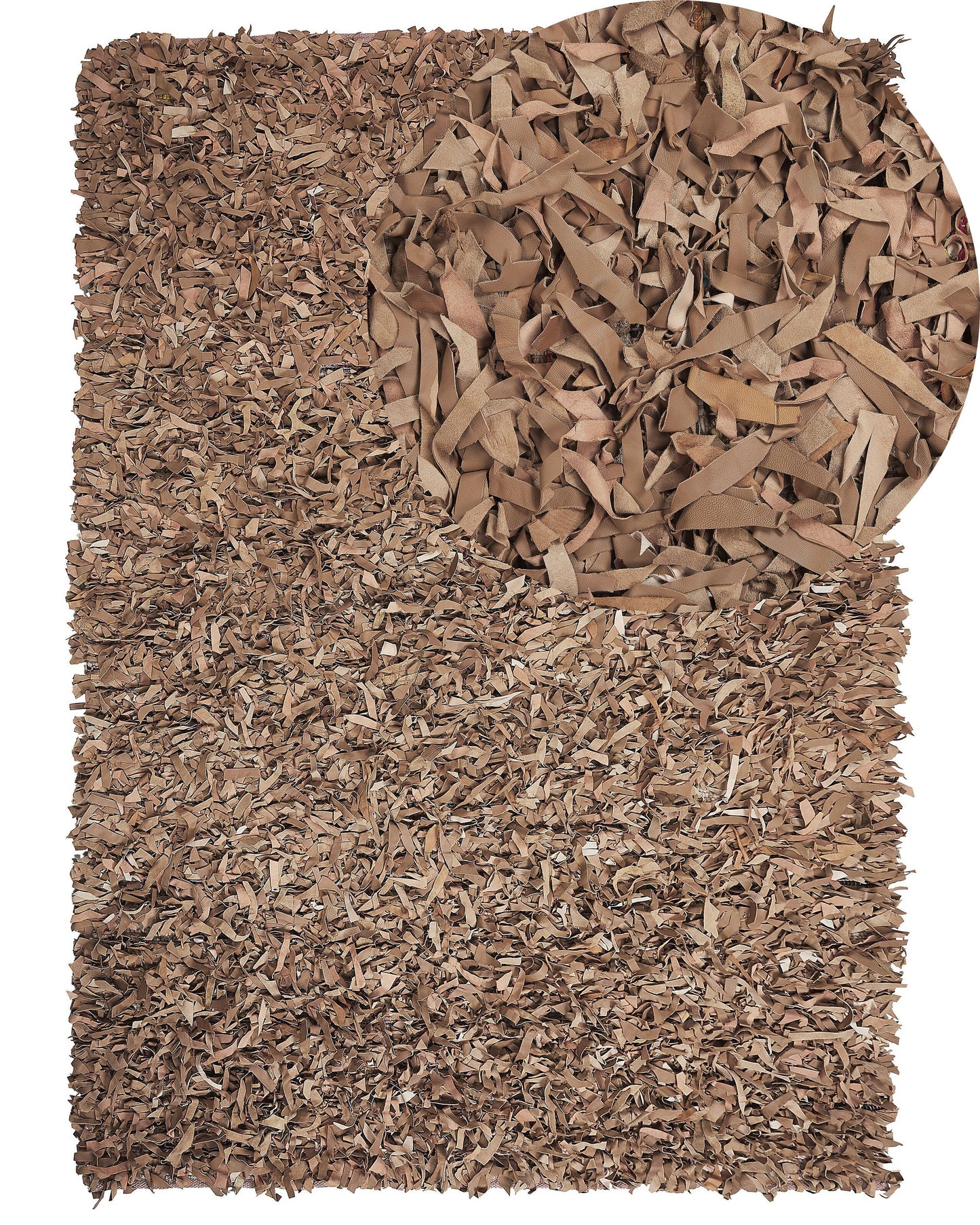 Teppich Leder beige 140 x 200 cm Shaggy MUT