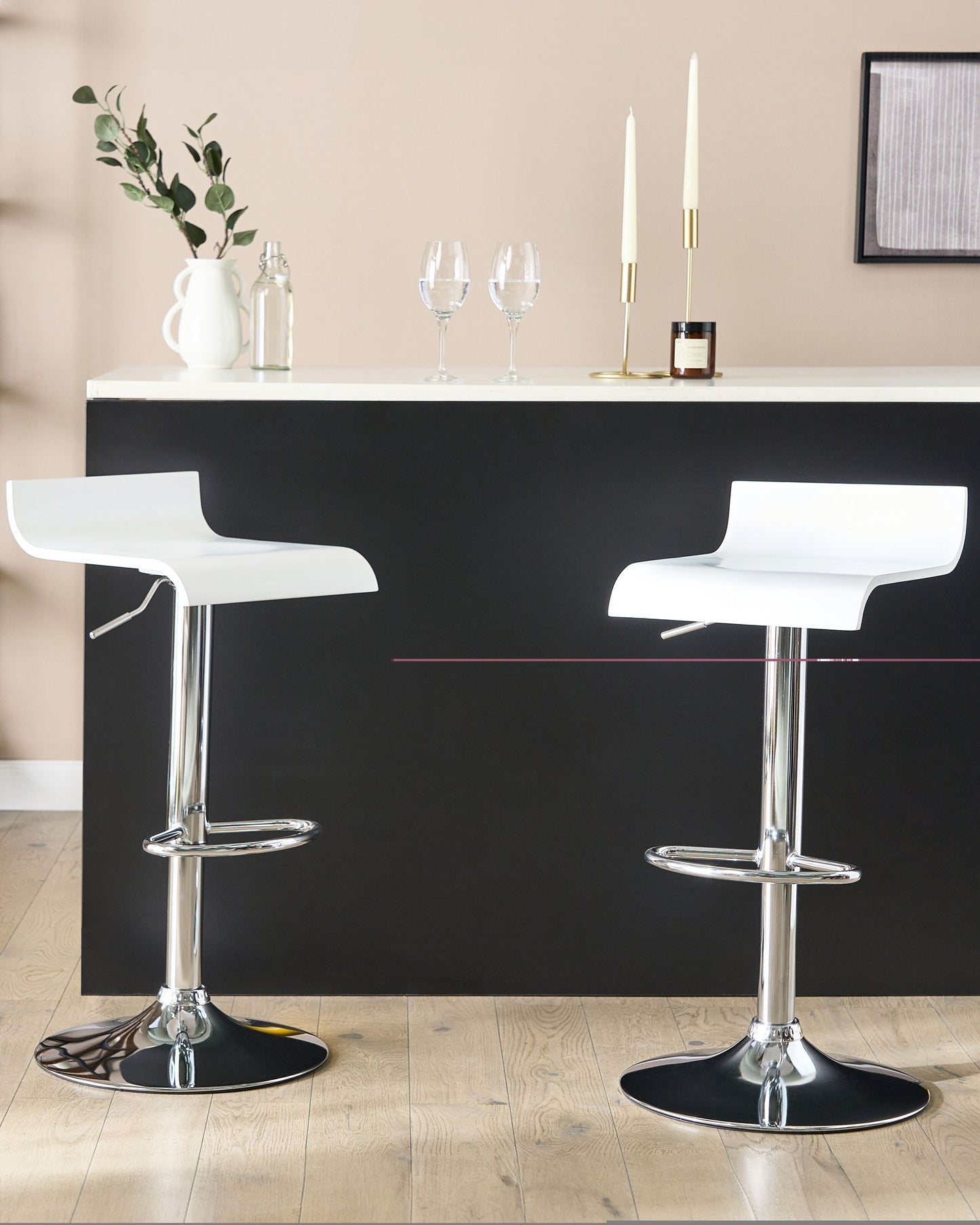 Set mit 2 Barstühlen VALENCIA drehbar Weiss