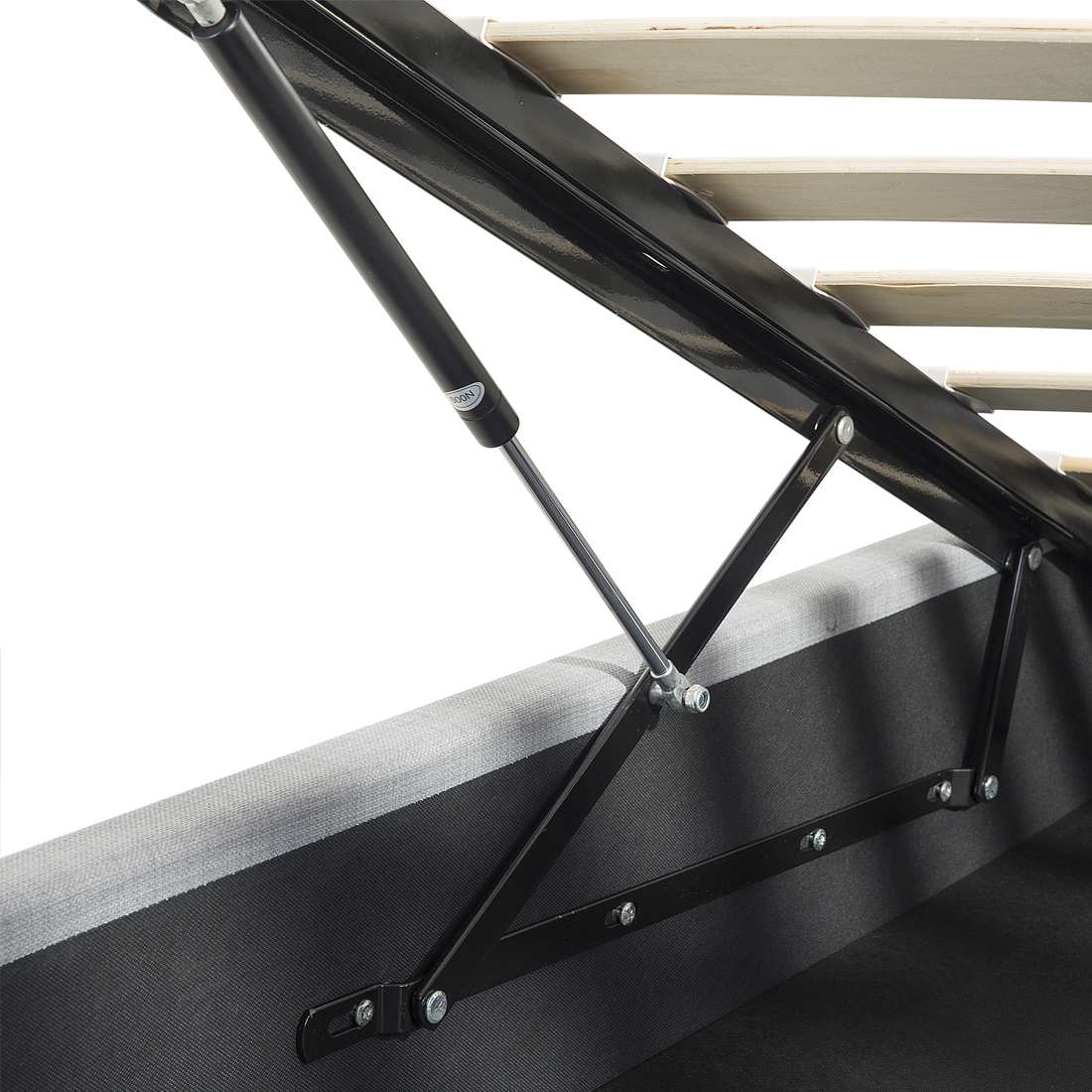 Bett mit Stauraum Stoff METZ 160 x 200 cm Hellgrau
