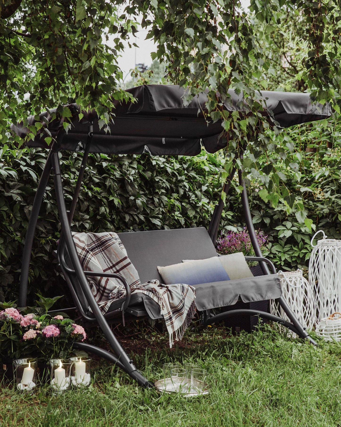 Hollywoodschaukel TEMPLE Metall Dunkelgrau