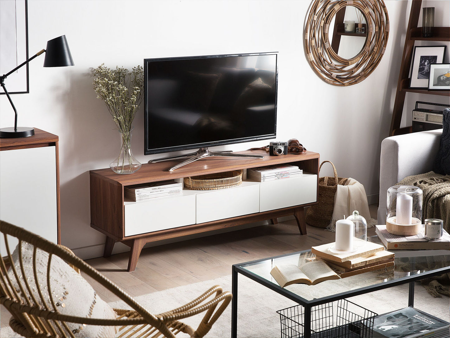 TV-Möbel SYRACUSE Braun / Weiss