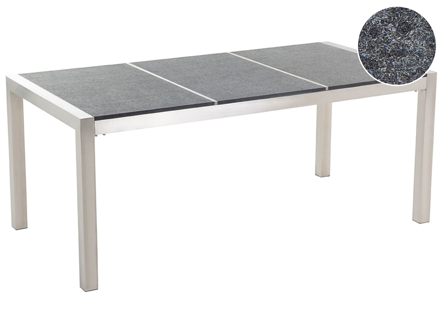 Gartentisch GROSSETO 180 cm 90 cm geflammter Granit Graphitgrau