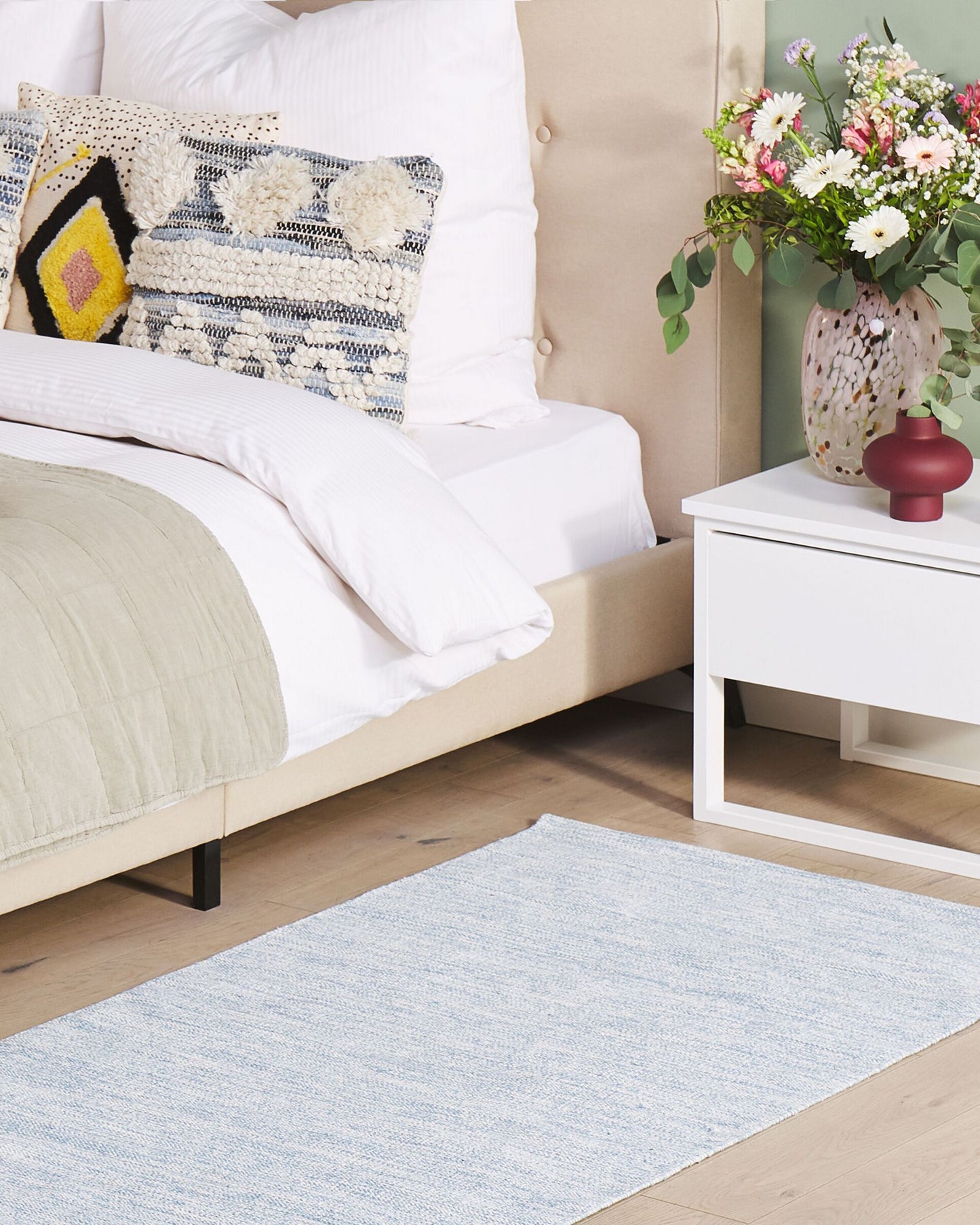 Teppich Baumwolle hellblau 80 x 150 cm Kurzflor DERINCE