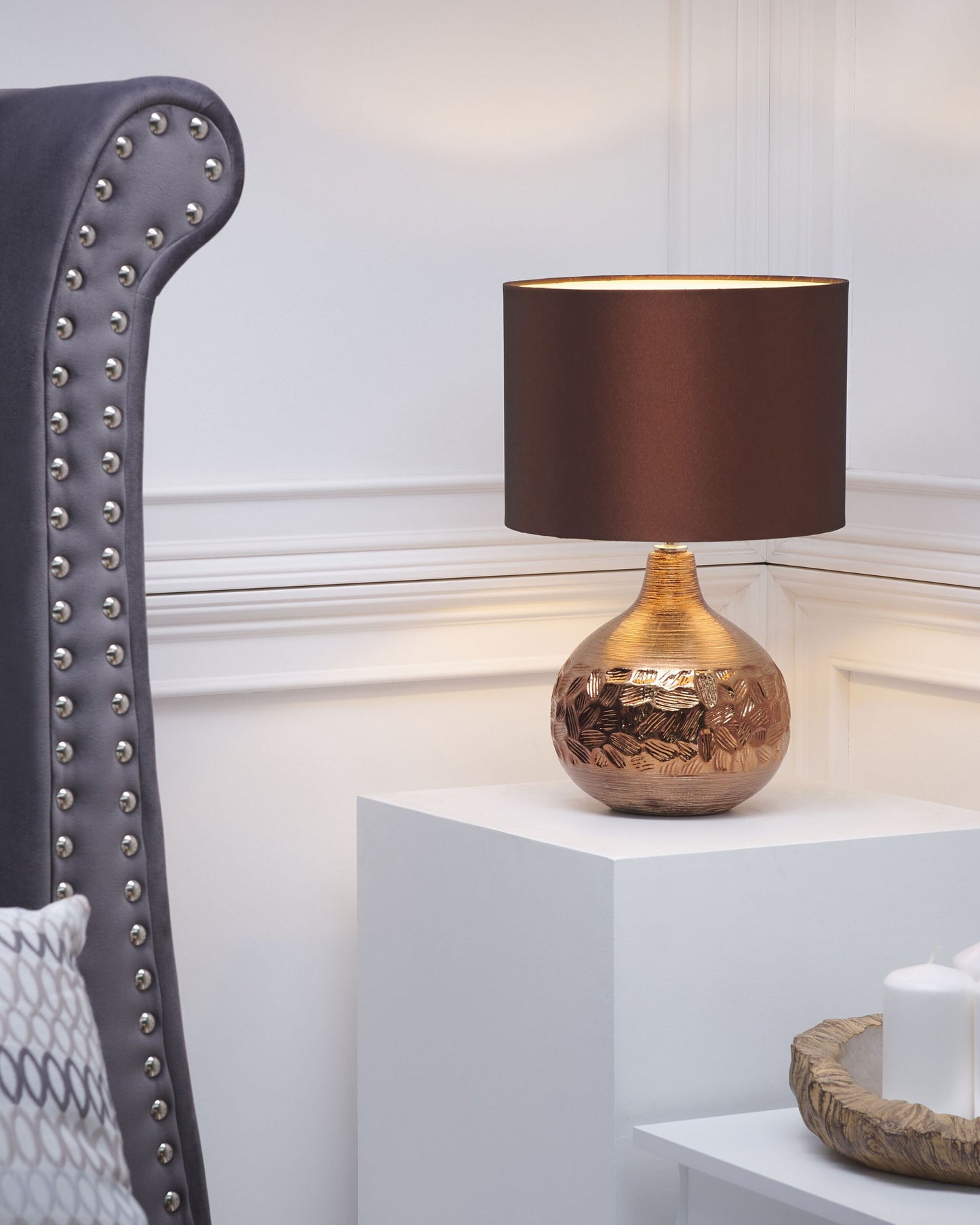 Tischleuchte YAKIMA Porzellan Braun