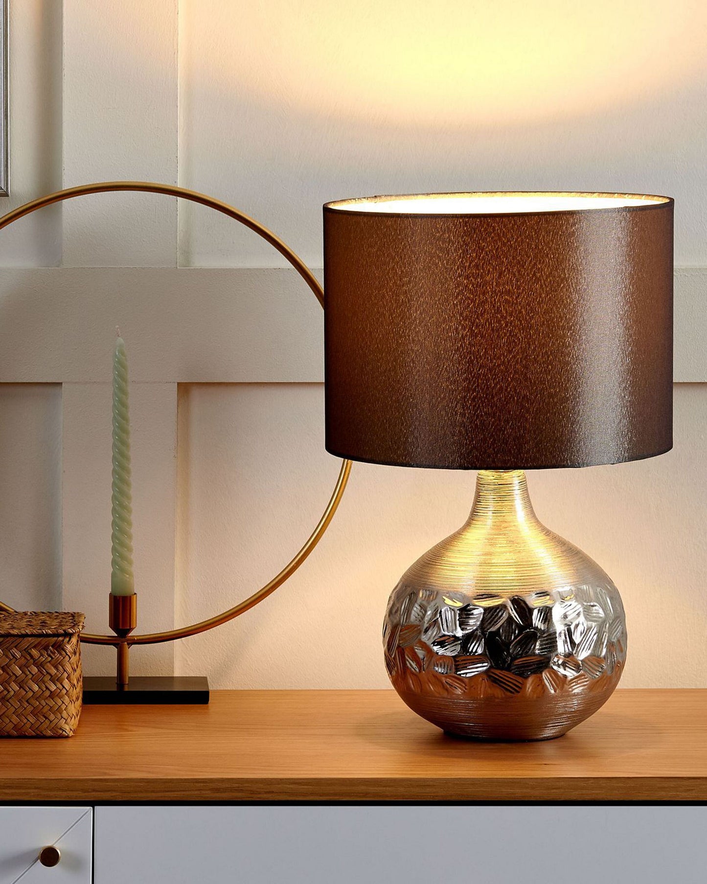 Tischleuchte YAKIMA Porzellan Grau