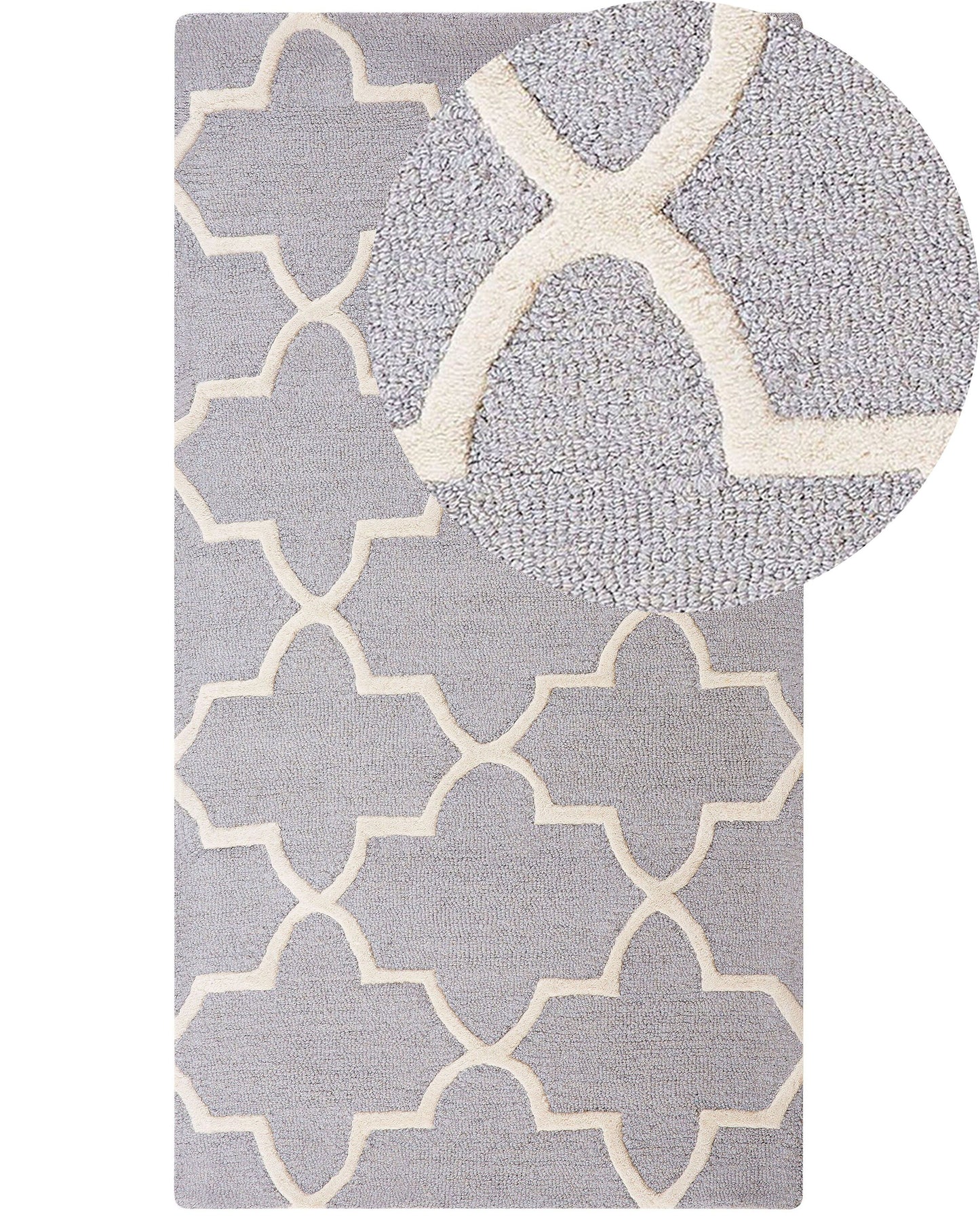 Teppich Wolle grau 80 x 150 cm marokkanisches Muster Kurzflor SILVAN