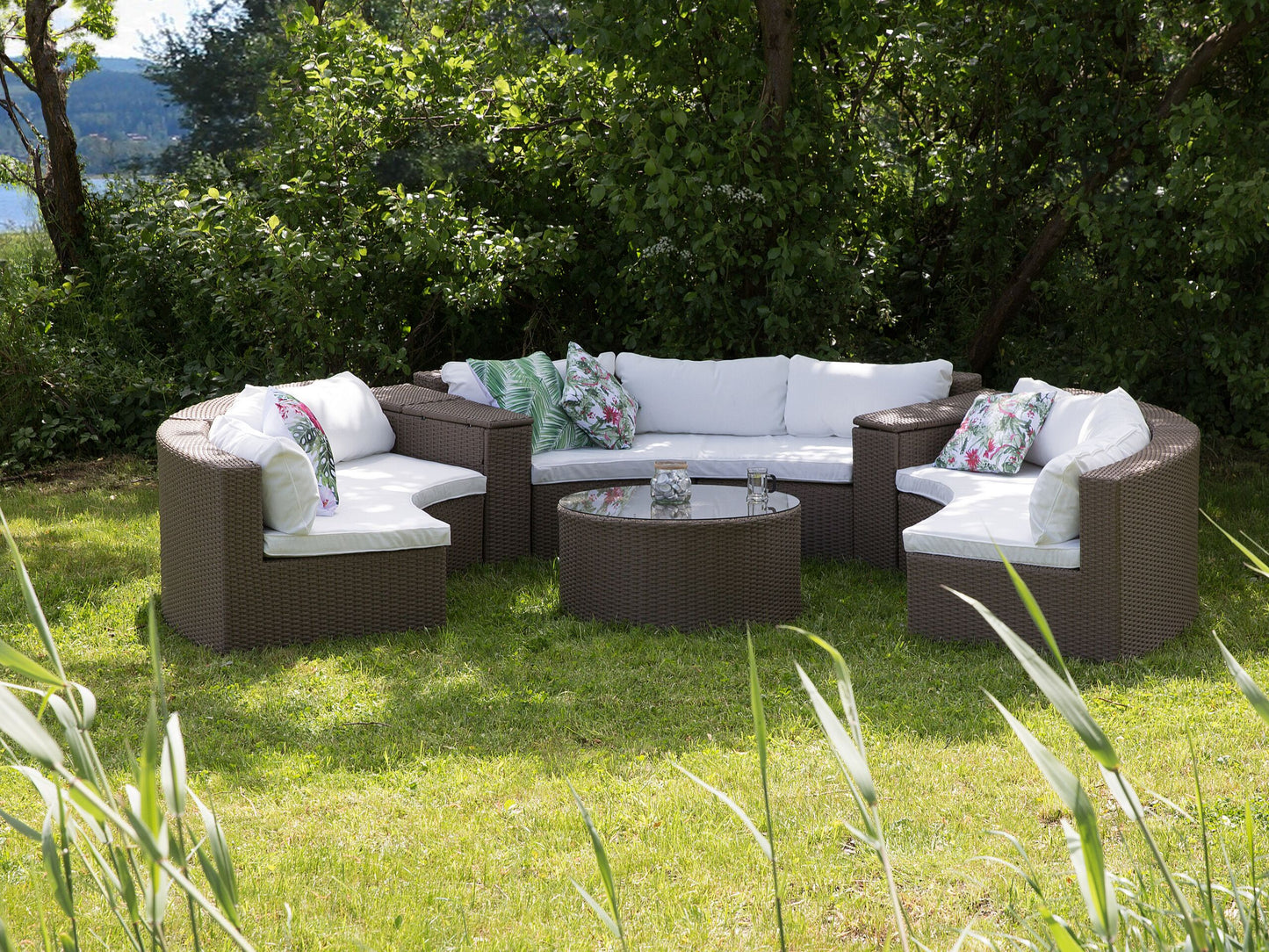 Lounge Set mit Tisch 9-Sitzer SEVERO Polyrattan Braun