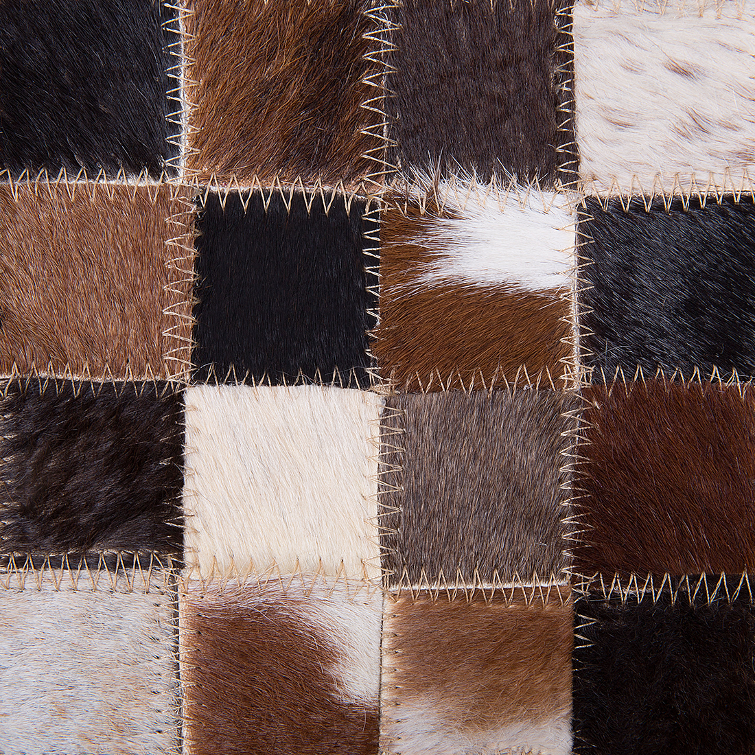 Teppich Kuhfell braun / beige 160 x 230 cm Patchwork Kurzflor KONYA
