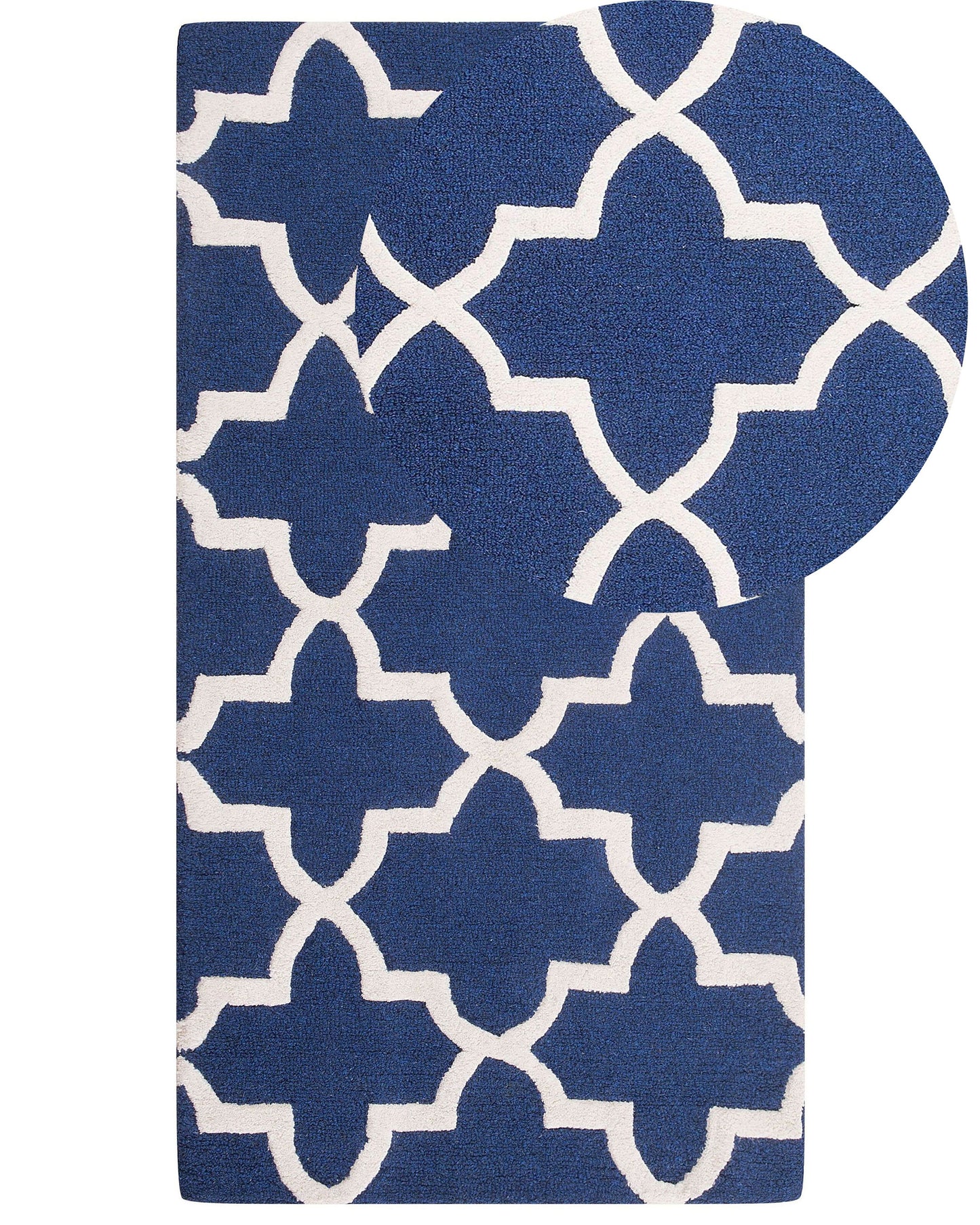 Teppich Wolle blau 80 x 150 cm marokkanisches Muster Kurzflor SILVAN
