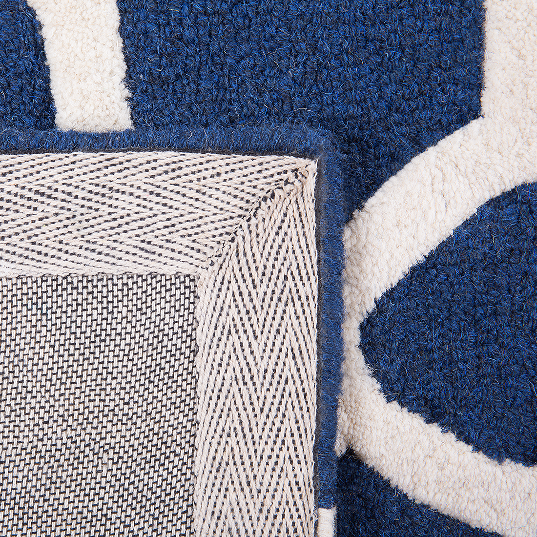 Teppich Wolle blau 80 x 150 cm marokkanisches Muster Kurzflor SILVAN