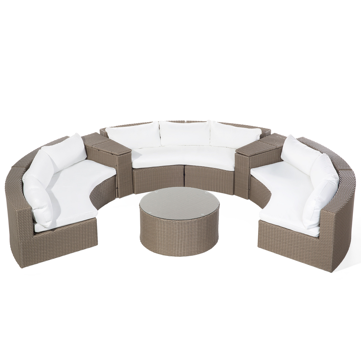 Lounge Set mit Tisch 9-Sitzer SEVERO Polyrattan Braun
