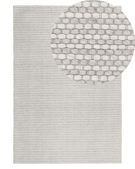 Teppich Wolle hellgrau 140 x 200 cm Kurzflor KILIS