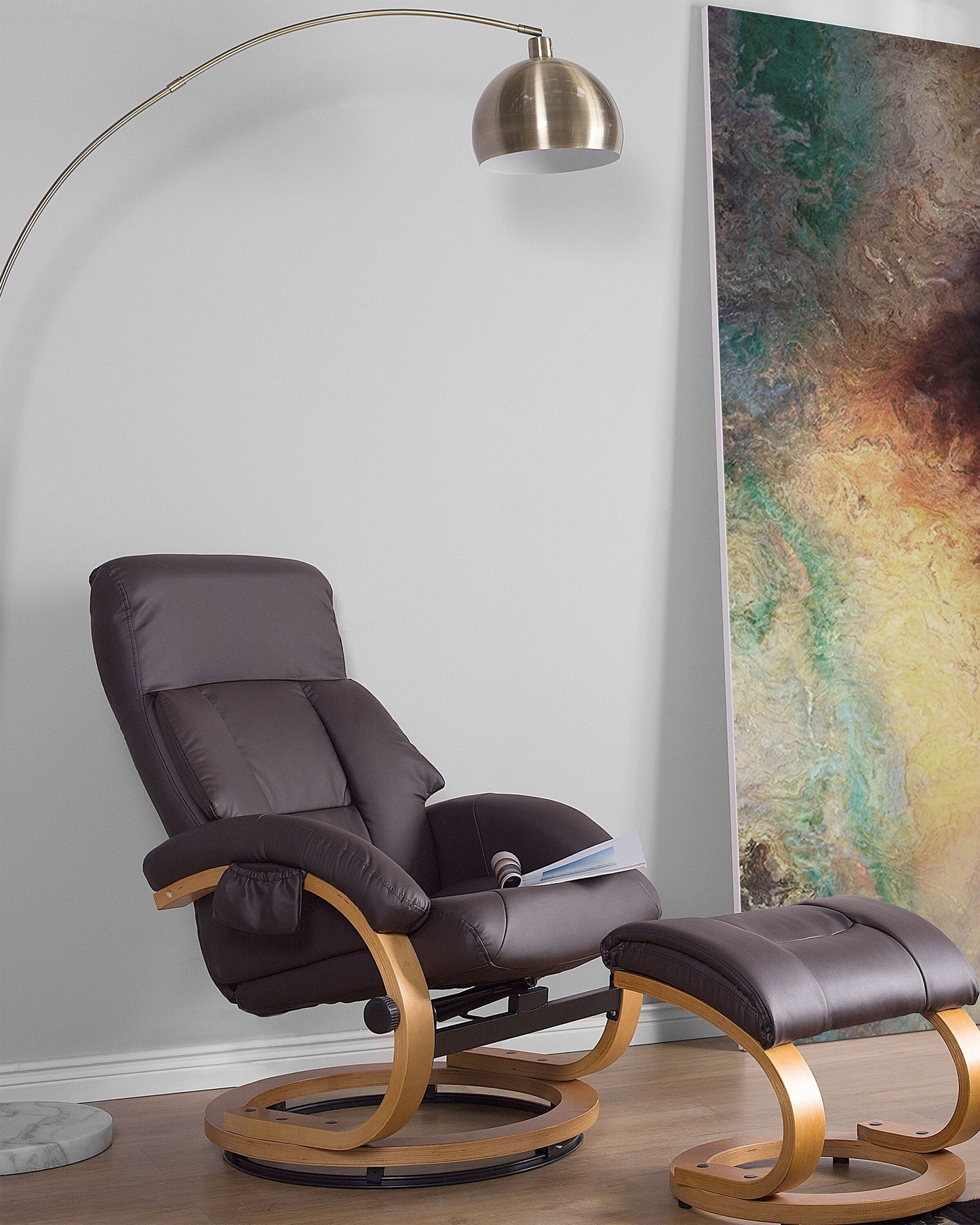 Massagestuhl FORCE mit Fussstütze Kunstleder Dunkelbraun