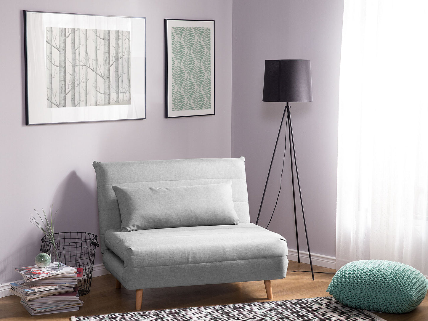 1-Sitzer Schlafsofa hellgrau / hellbraun SETTEN