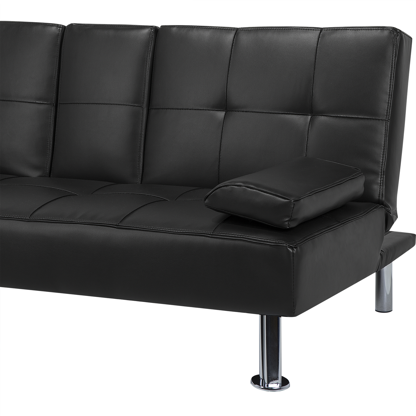 3-Sitzer Schlafsofa Kunstleder schwarz ROXEN
