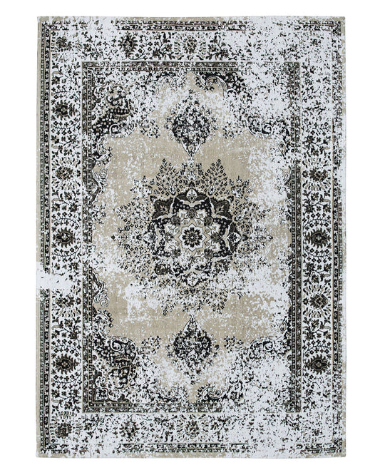 Teppich Baumwolle beige-grau 140 x 200 cm Kurzflor ALMUS