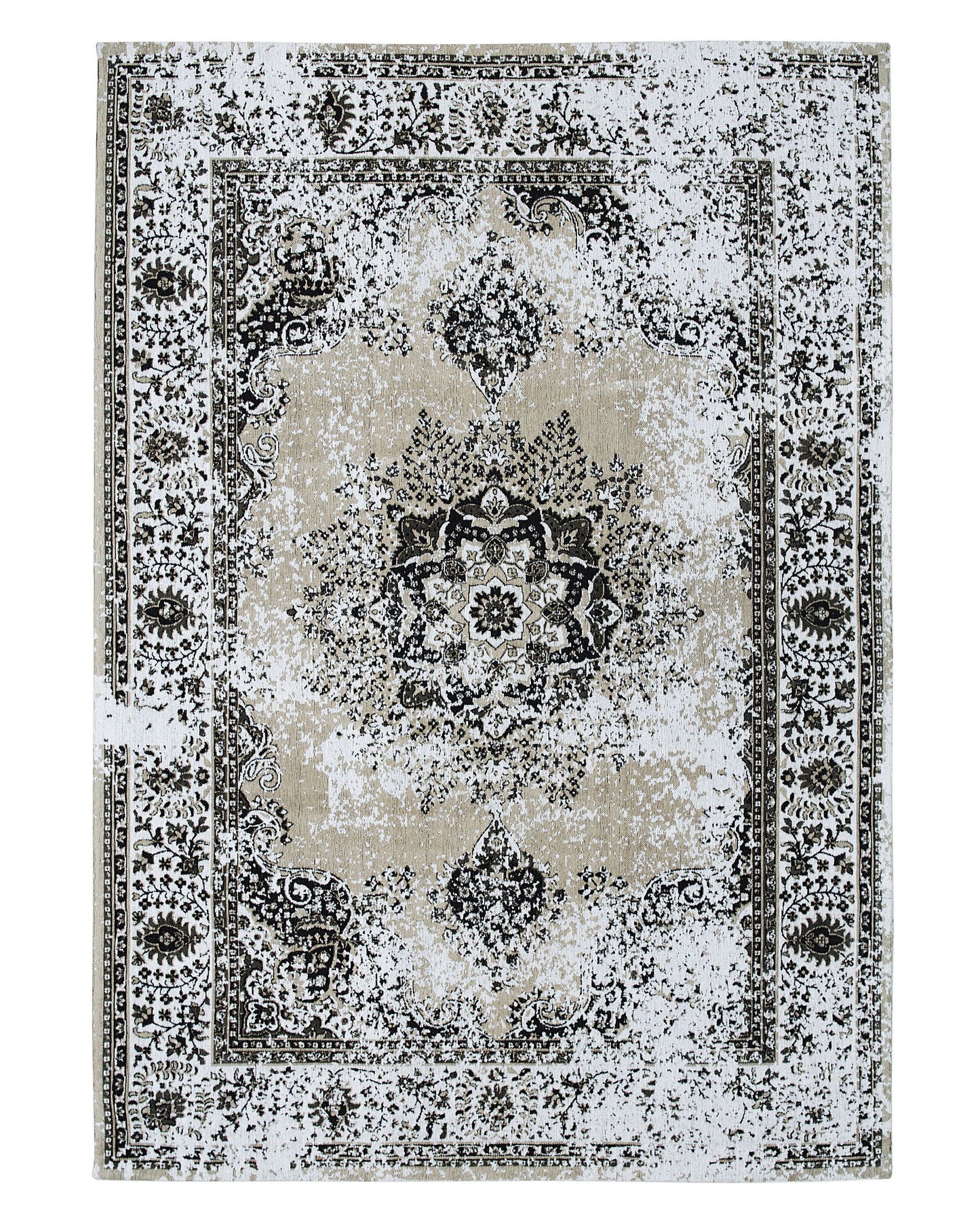 Teppich Baumwolle beige-grau 140 x 200 cm Kurzflor ALMUS