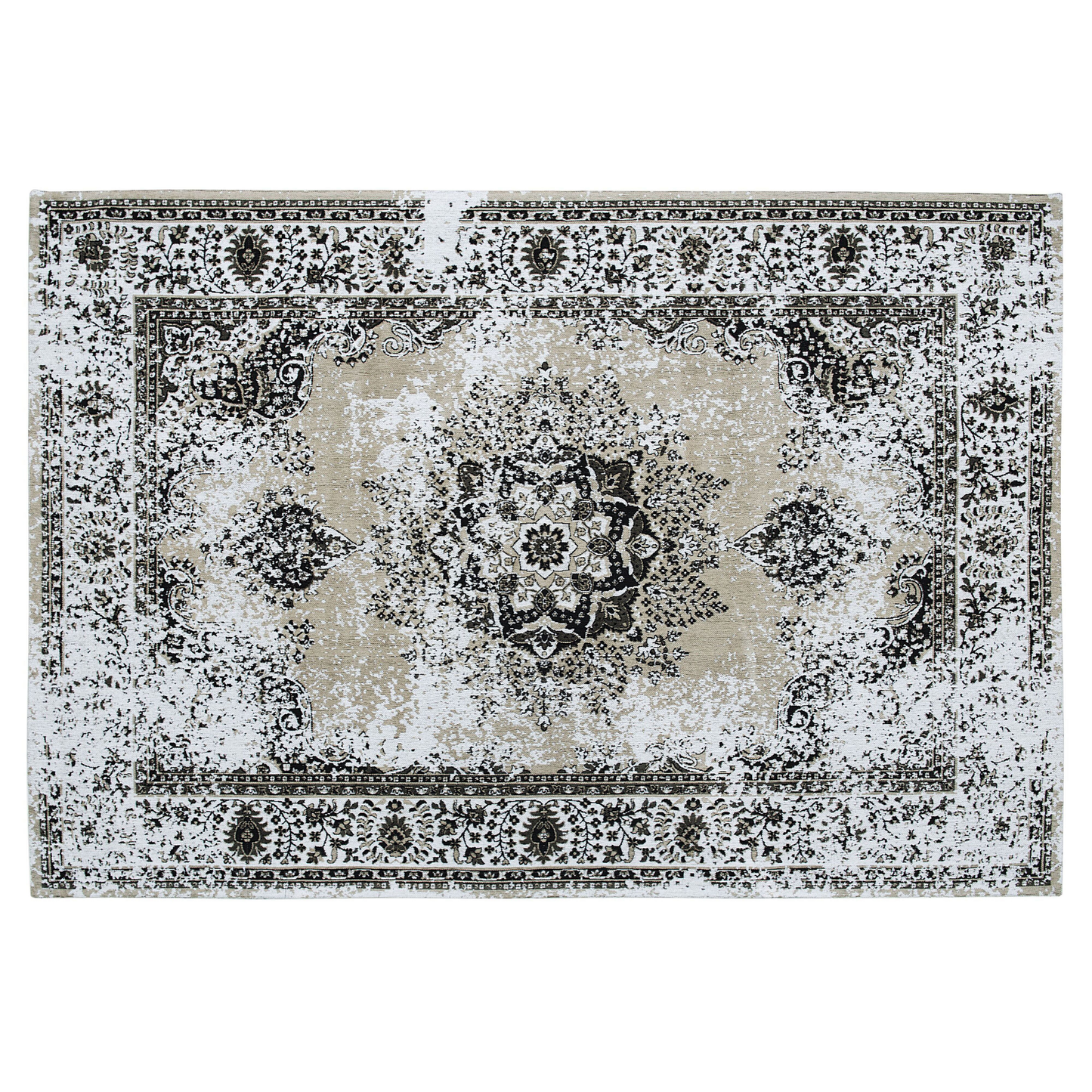 Teppich Baumwolle beige-grau 140 x 200 cm Kurzflor ALMUS