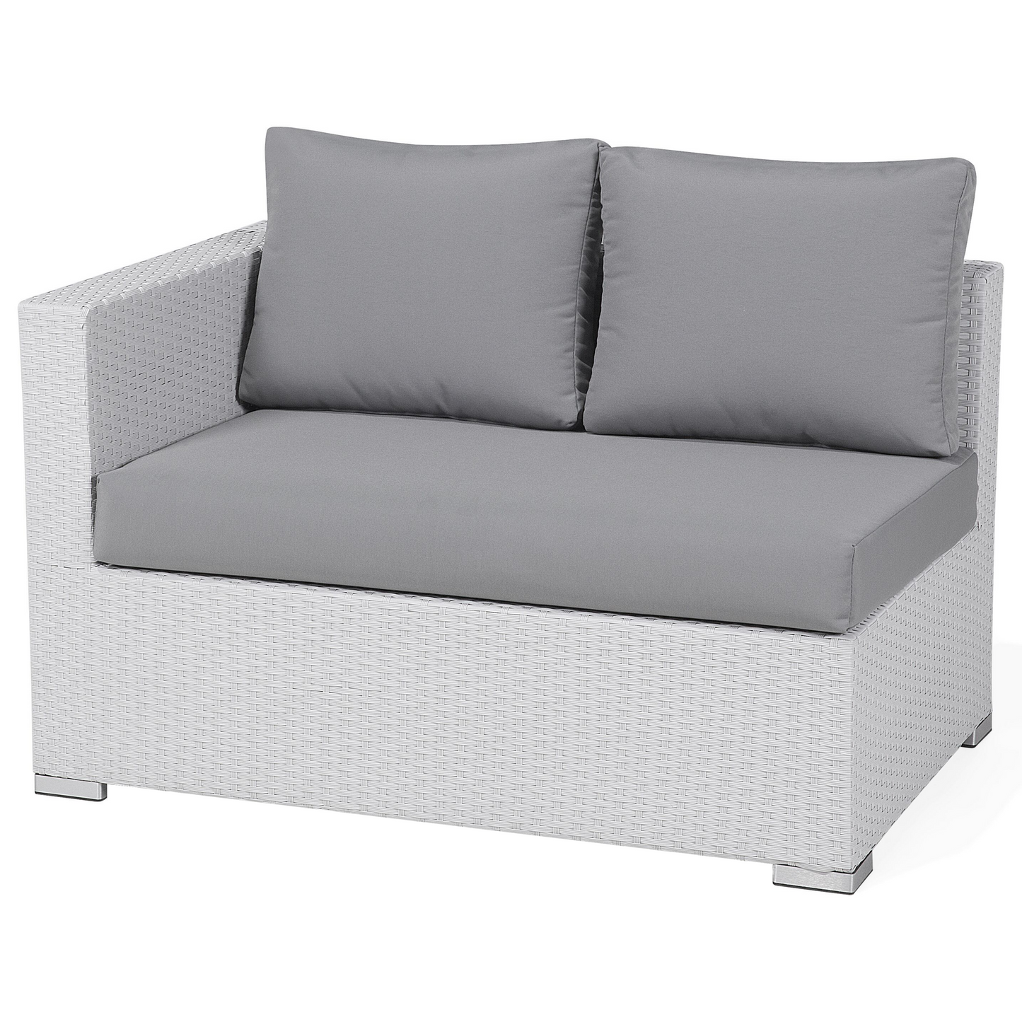 Lounge Set mit Tisch 8-Sitzer XXL rechtsseitig modular Polyrattan Weiss